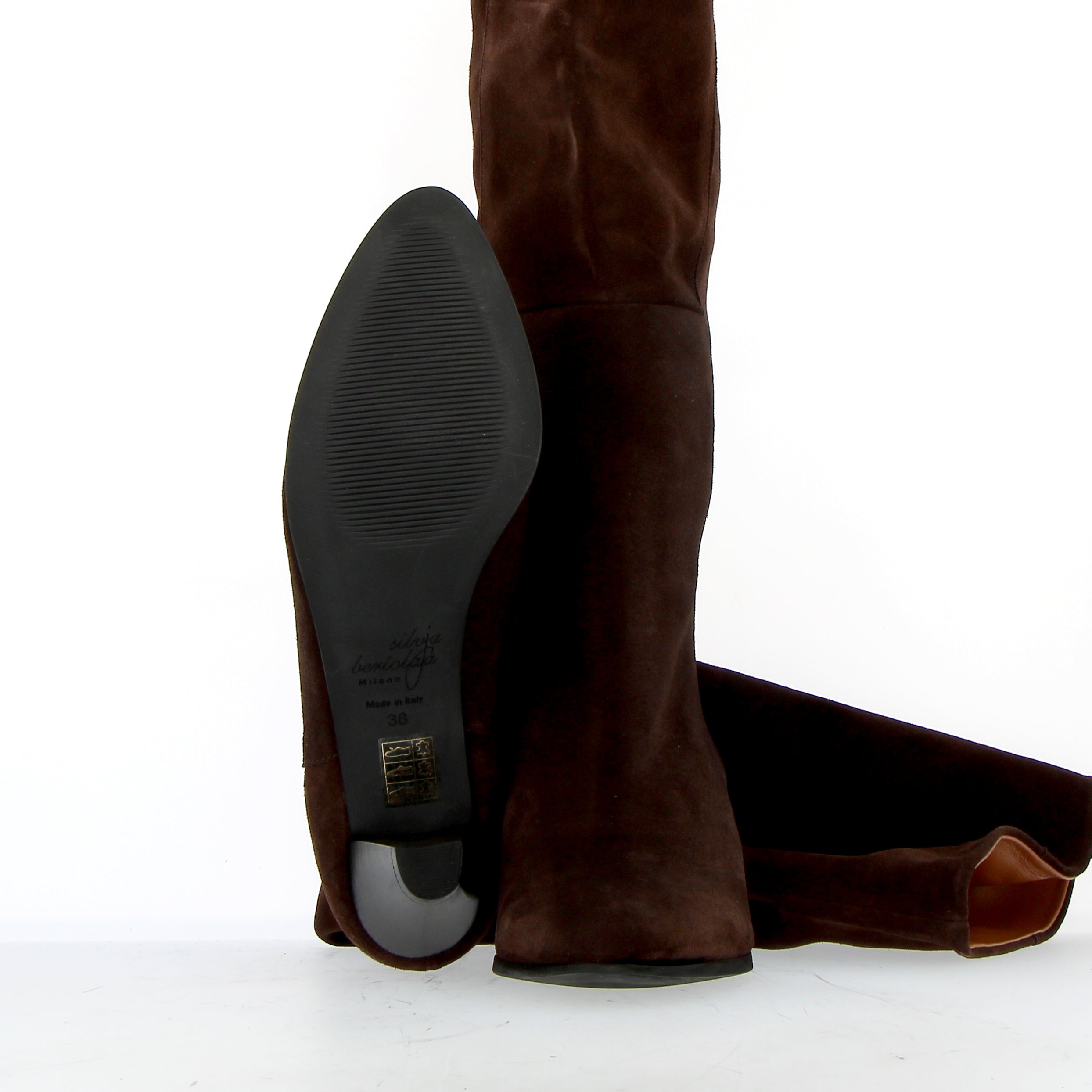 Dark brown suede soft tube boot