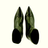 Love model heart-shaped stretch ankle boot in dark green