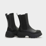 Black Chelsea boot with rubber sole