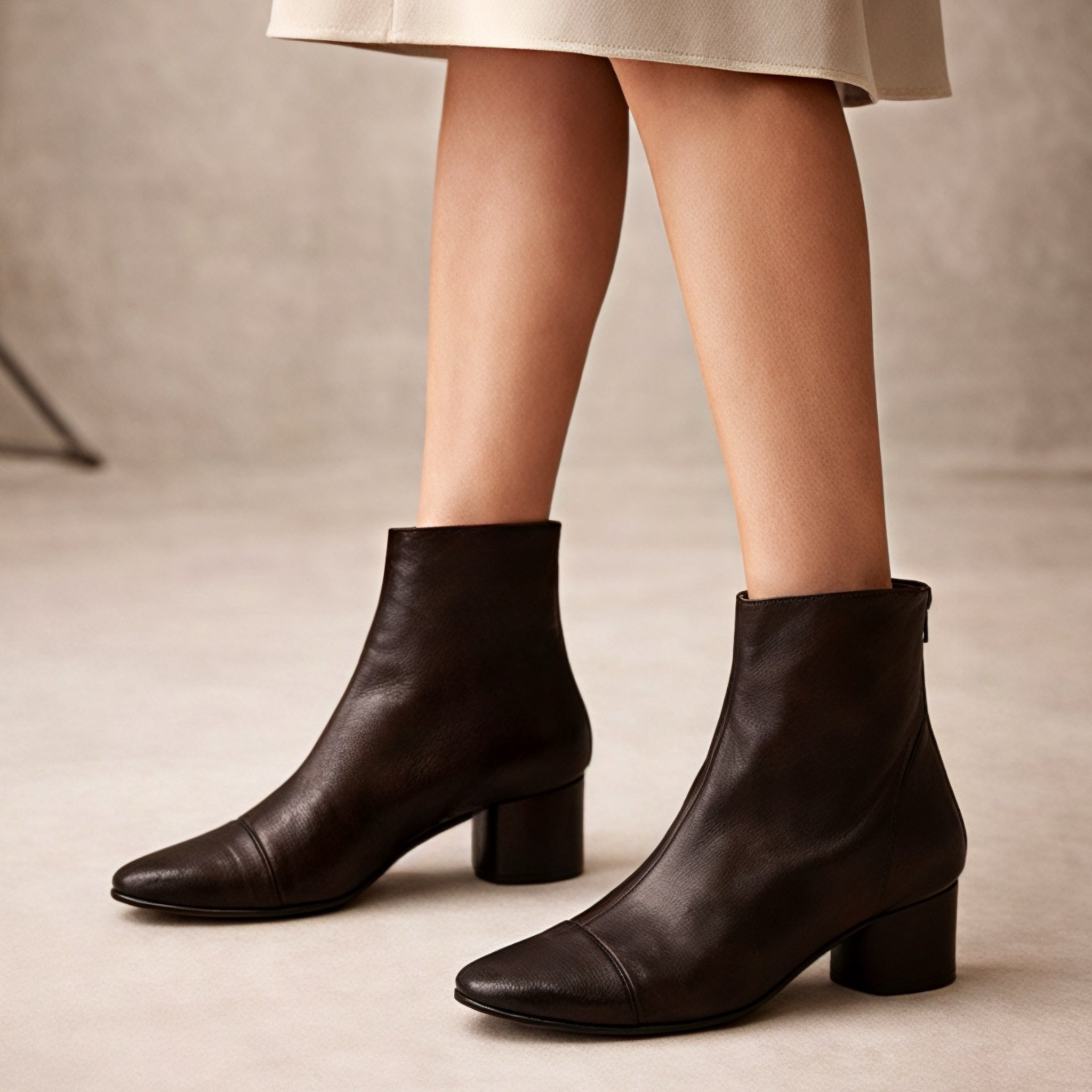 Stivaletto in morbida pelle da guanto marrone espresso