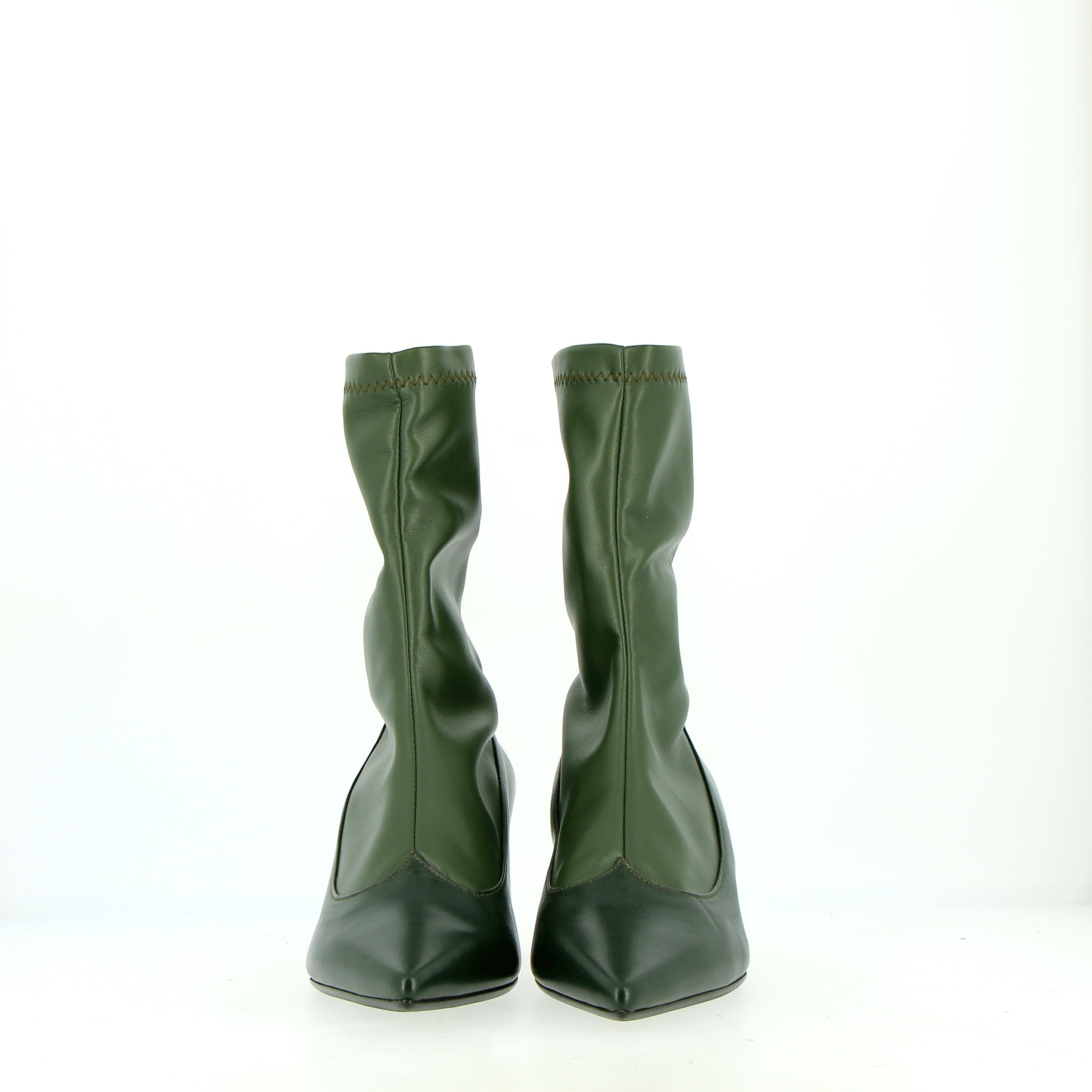 Love model heart-shaped stretch ankle boot in dark green