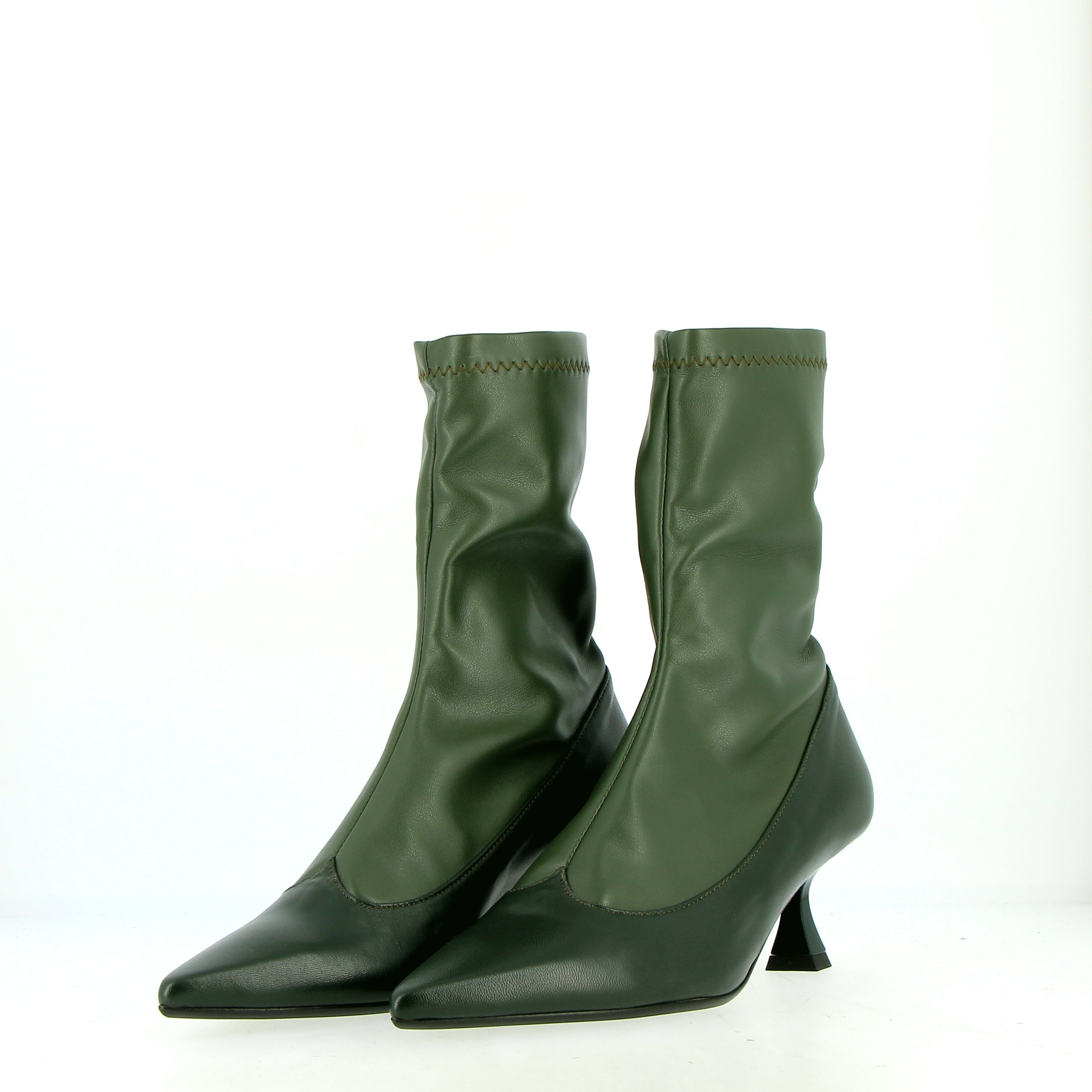 Love model heart-shaped stretch ankle boot in dark green
