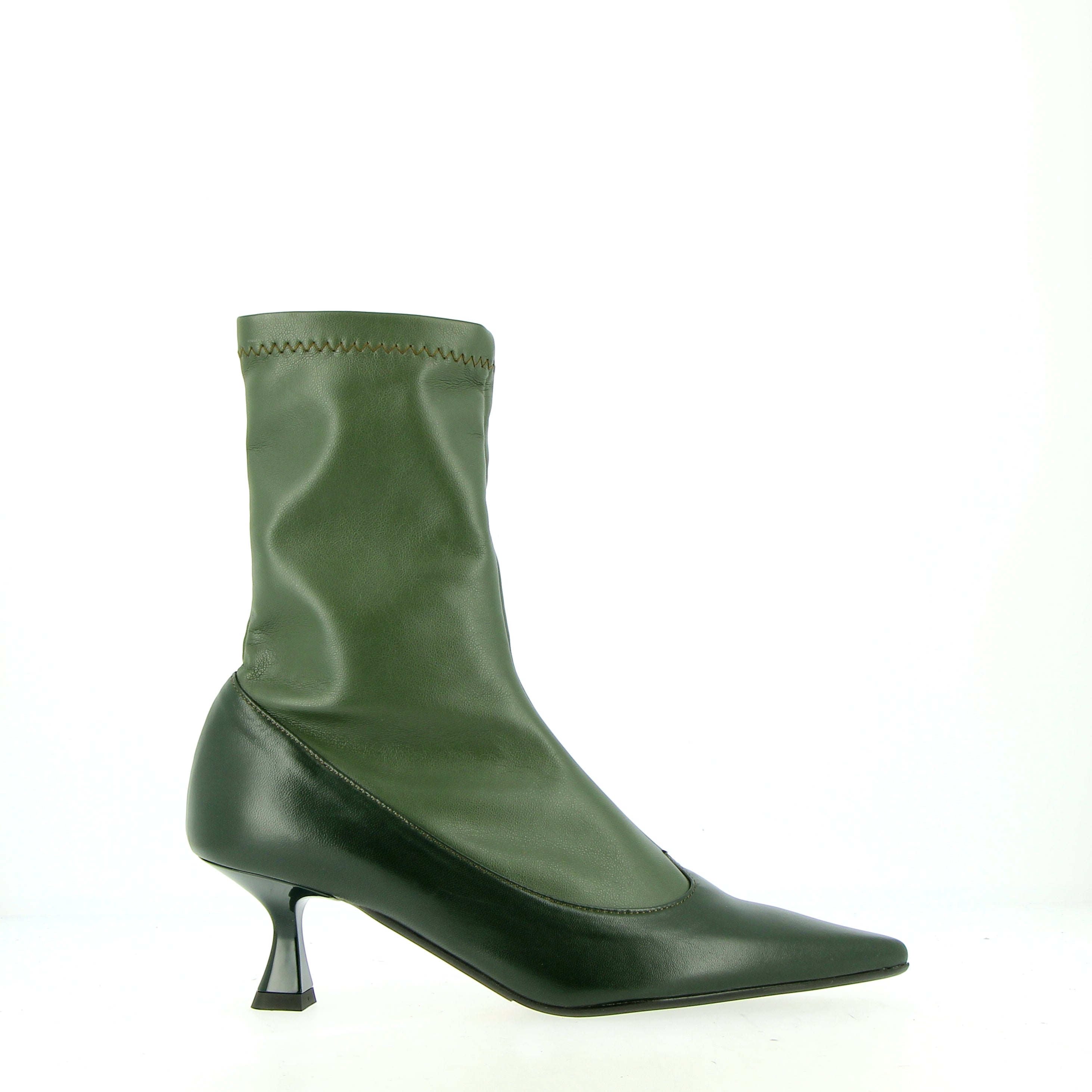 Love model heart-shaped stretch ankle boot in dark green
