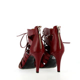 Sandalo semichiuso a lacci in nappa bordeaux