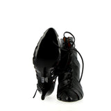 Sandalo semichiuso a lacci in nappa nera