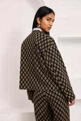 Giacca jacquard con motivo fiori araldico