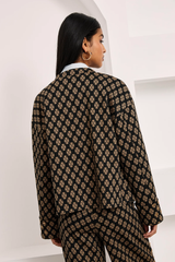 Giacca jacquard con motivo fiori araldico