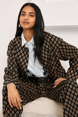 Giacca jacquard con motivo fiori araldico