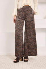 Pantaloni in velluto con stampa paisley