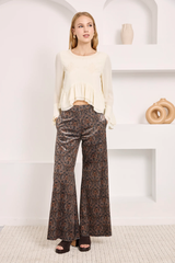 Pantaloni in velluto con stampa paisley