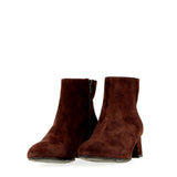 Dark brown suede ankle boot with zip