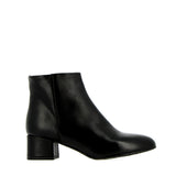 Black leather ankle boot with zip