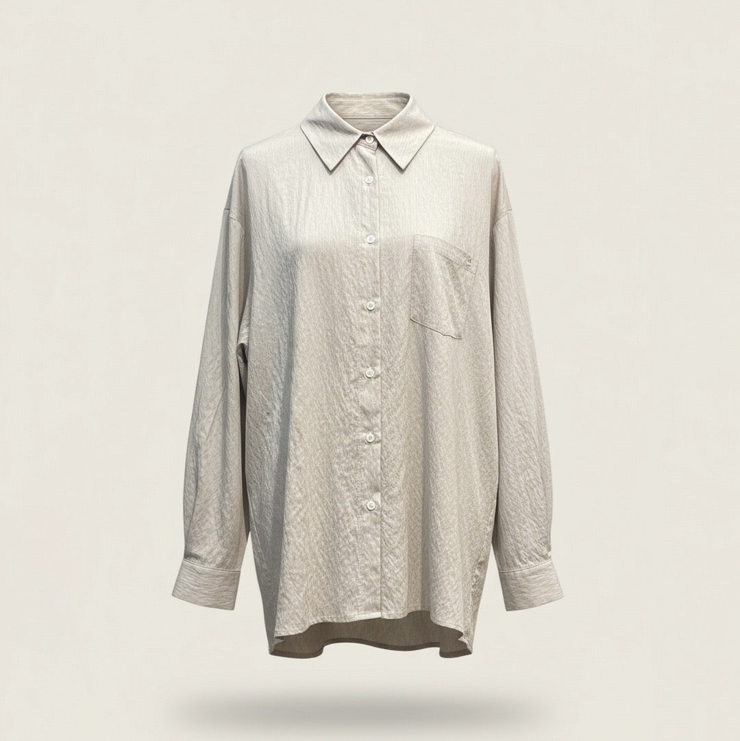 Camicia a righe ecru