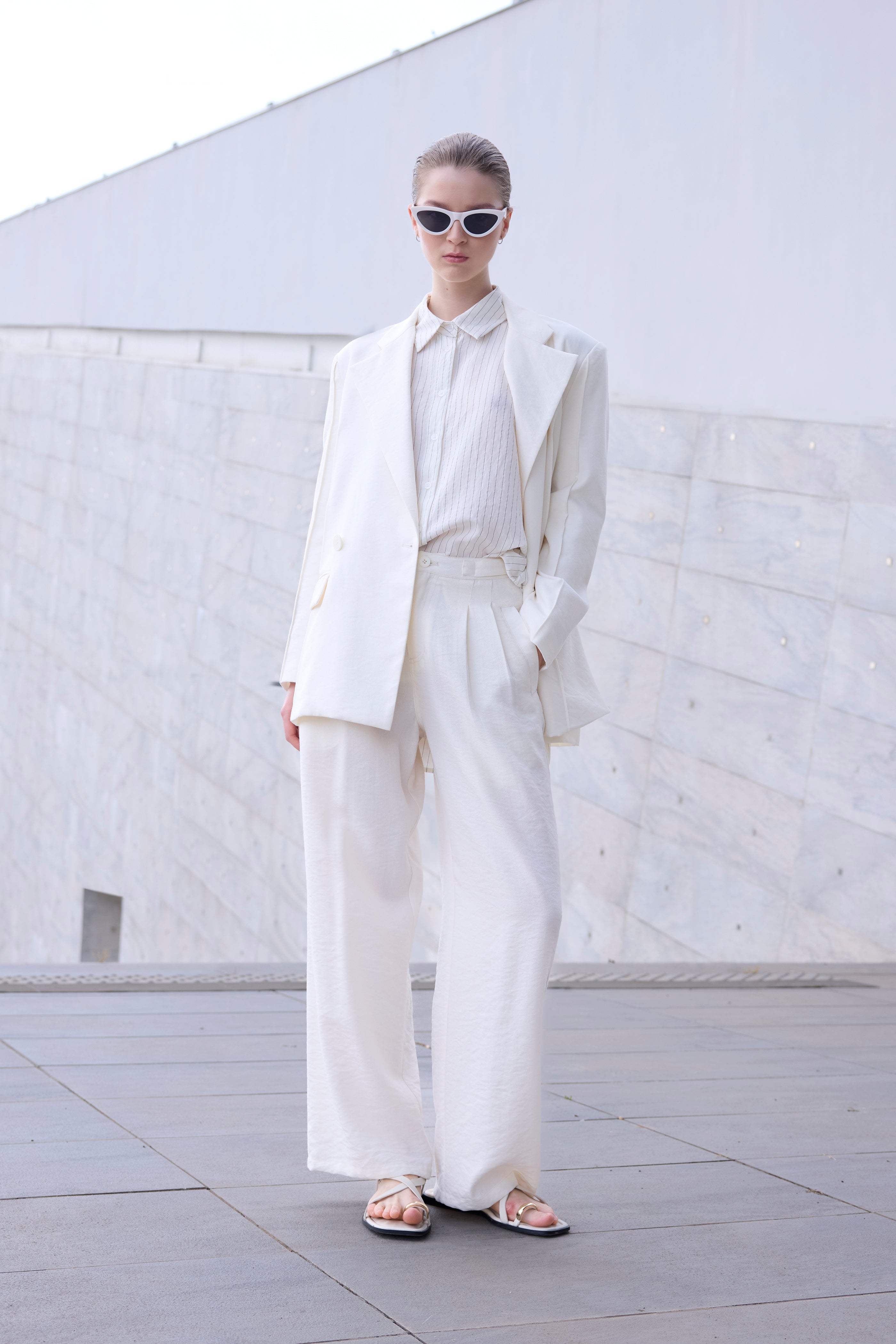 Camicia a righe panna