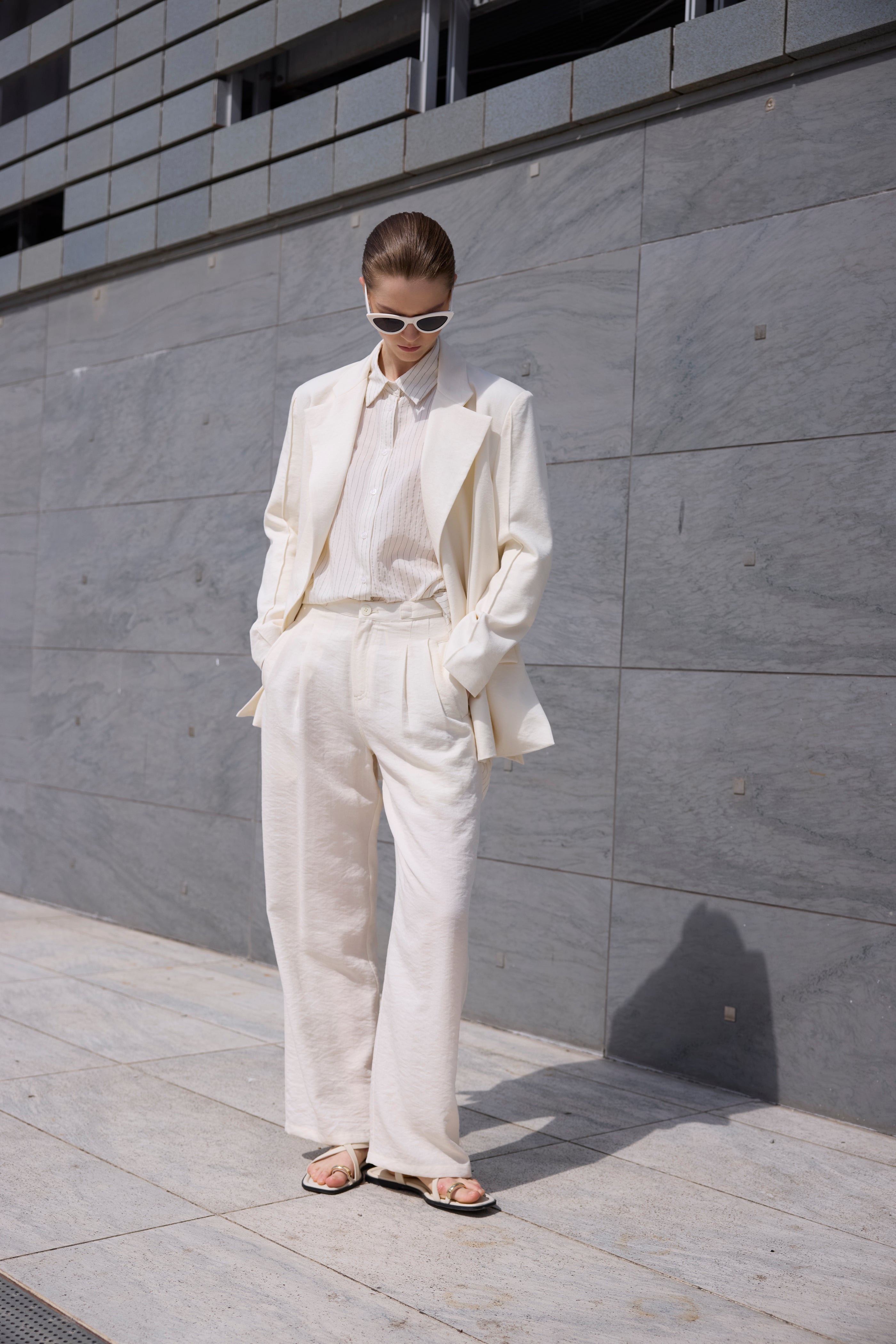 Camicia a righe panna