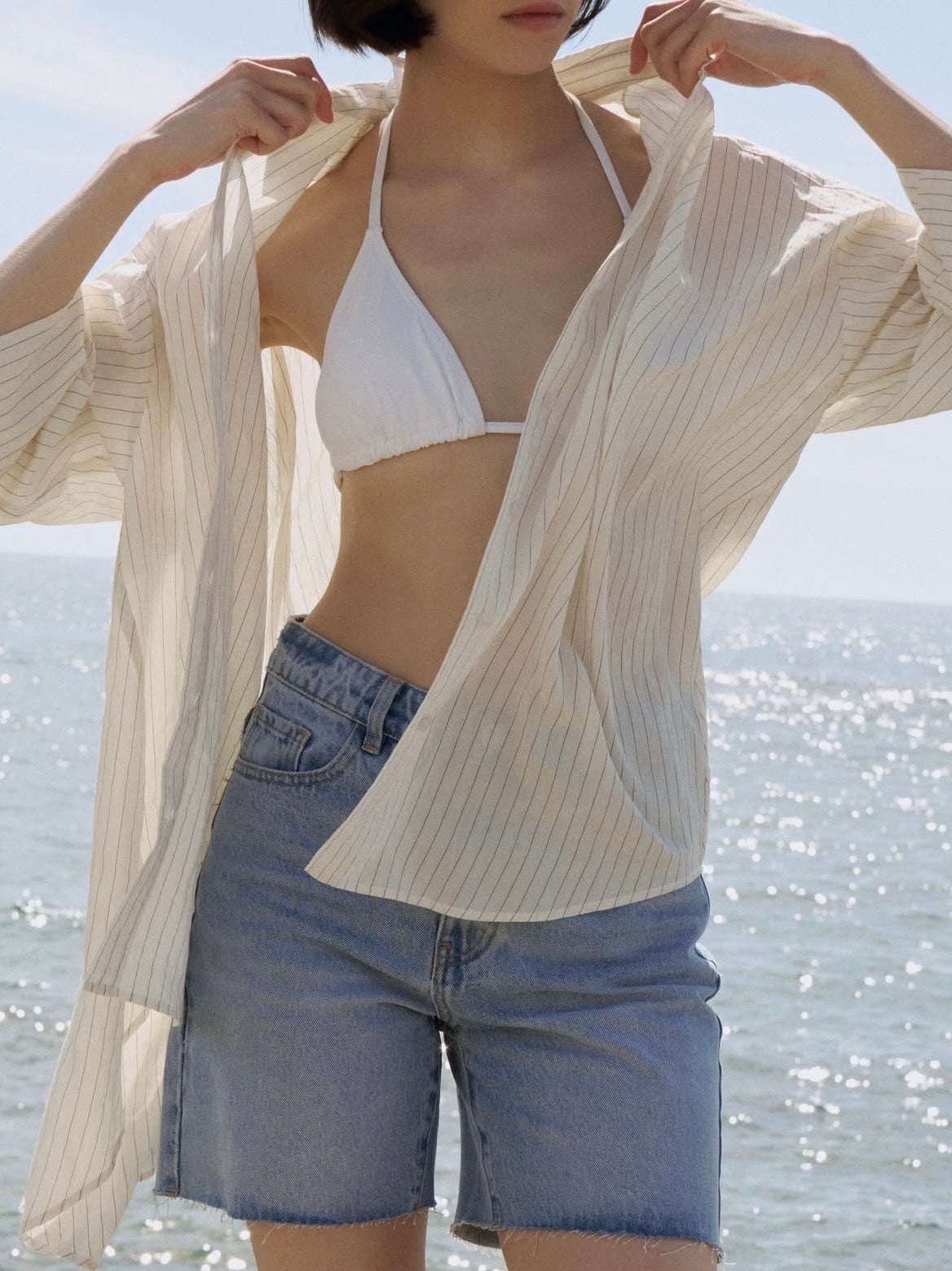 Camicia a righe panna
