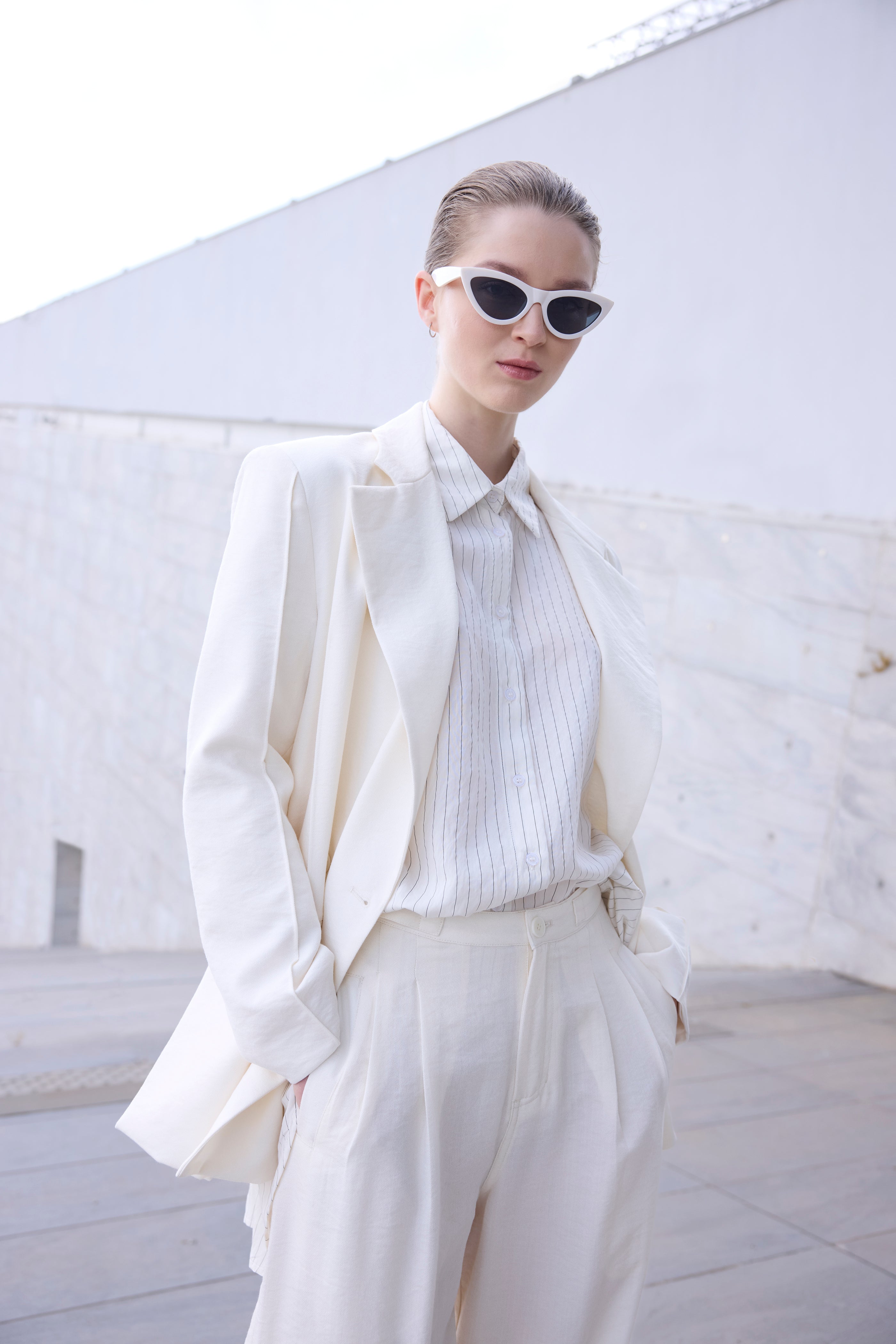 Camicia a righe panna