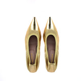 Pucker pump in pelle platino sfoderato