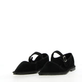 Black supersoft "friuliana" ballerina with pointed toe and strap