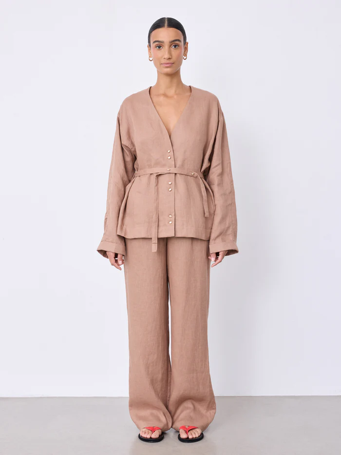 Paula Pantalone in Moka Linen