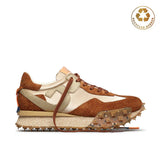 Sneaker cuoio oro in camoscio e nylon con suola light