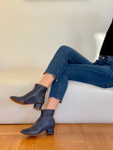 Ankle boot in soft ocean blue leather