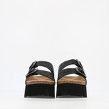 Sandalo platform in glitter nero