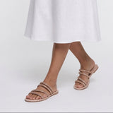Sandalo Flat con strass nude con quattro listini
