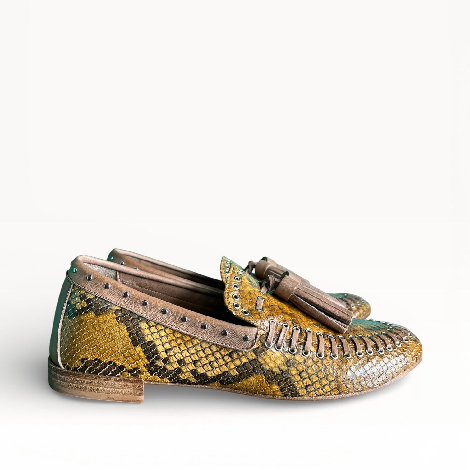 Mocassino indianino in morbida pelle snake print