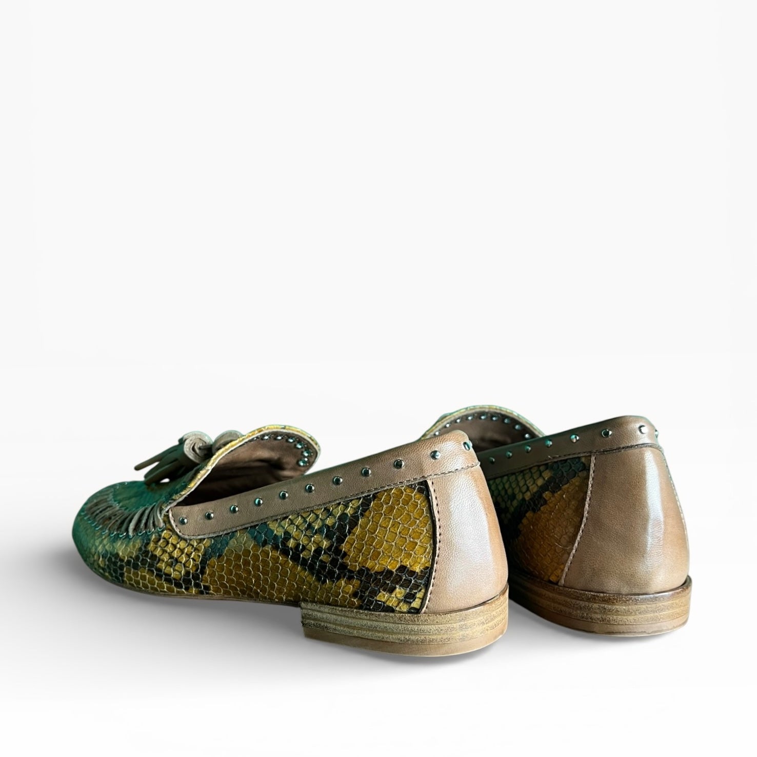 Mocassino indianino in morbida pelle snake print