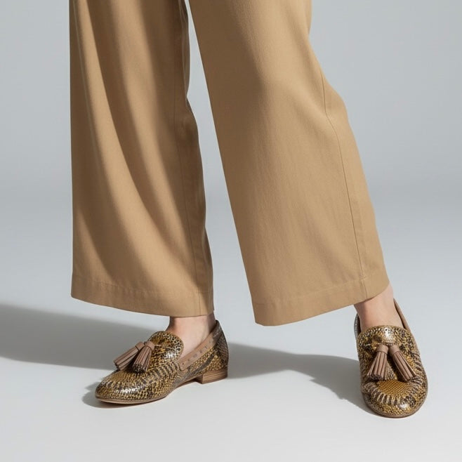 Mocassino indianino in morbida pelle snake print