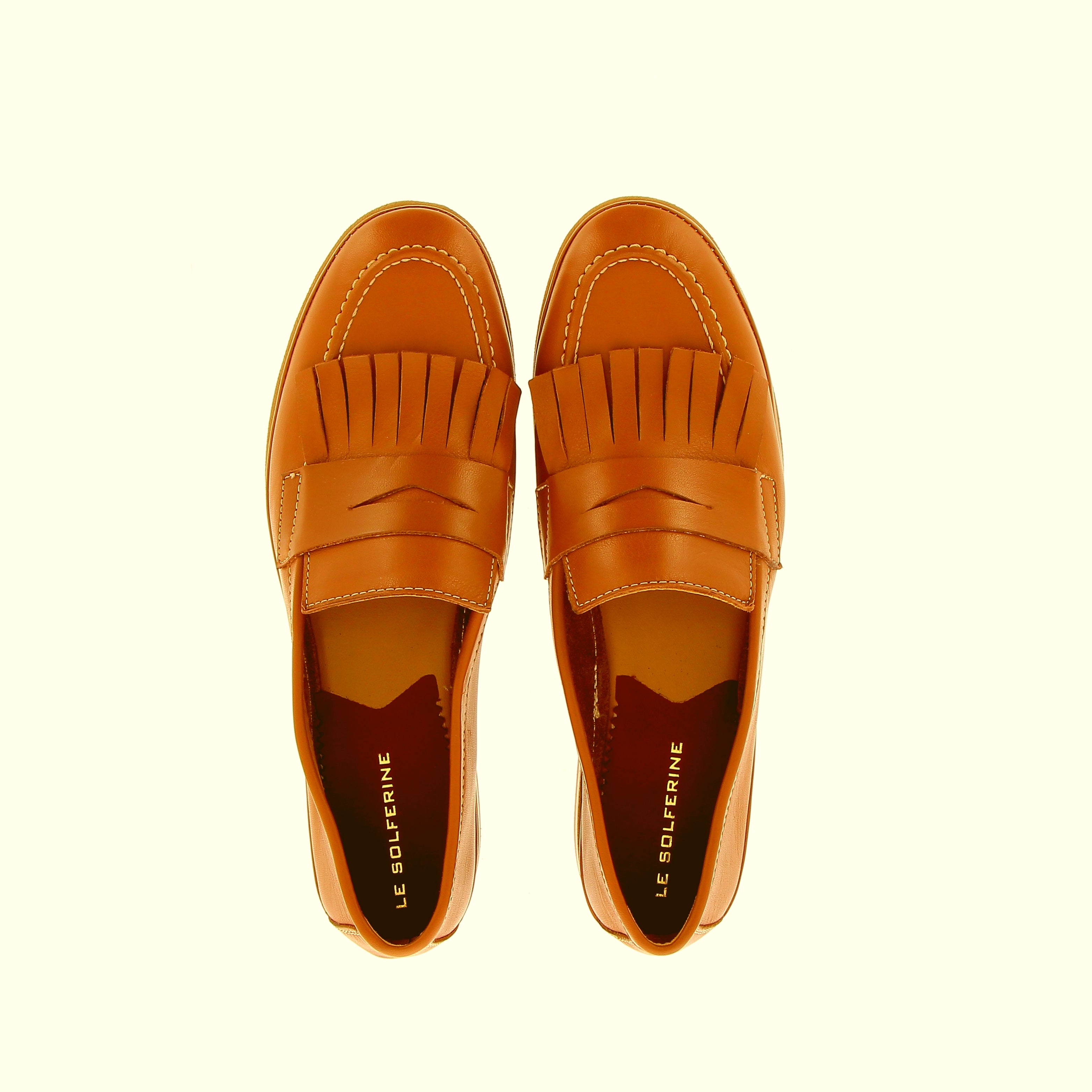 Leather college moccasin with fringe