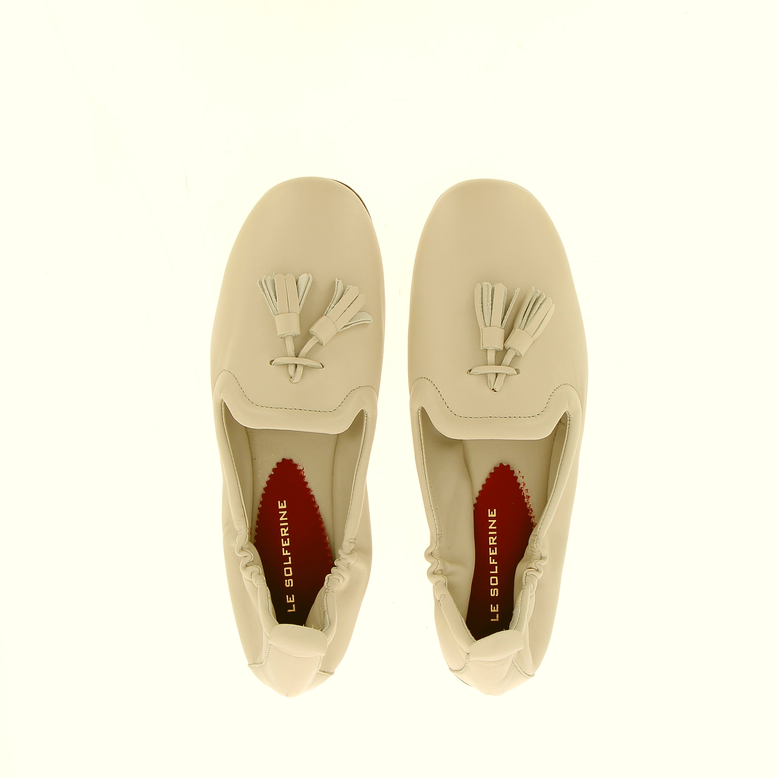 Mocassino morbido in nappa bianco latte
