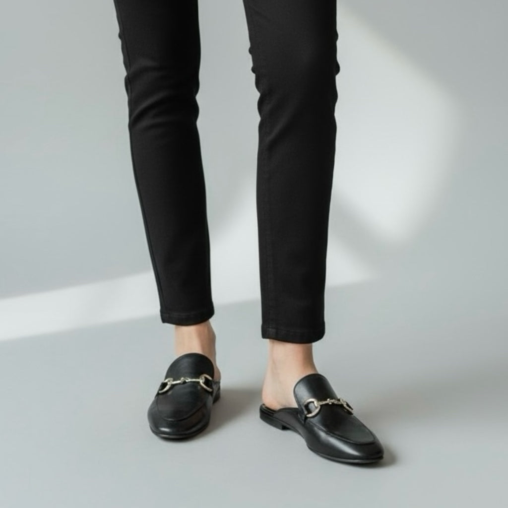 mocassino sabot supersoft nappa da guanto nero