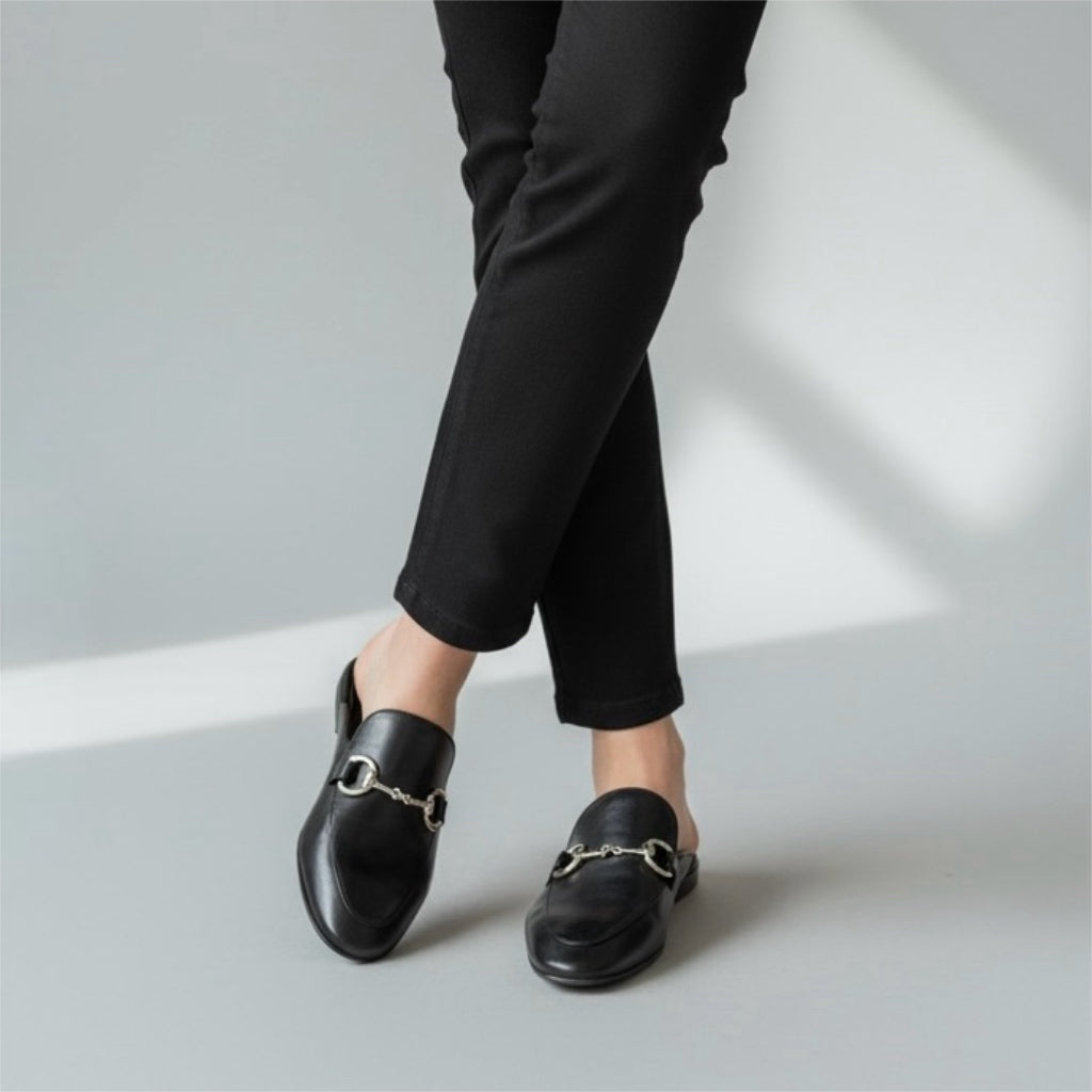 mocassino sabot supersoft nappa da guanto nero