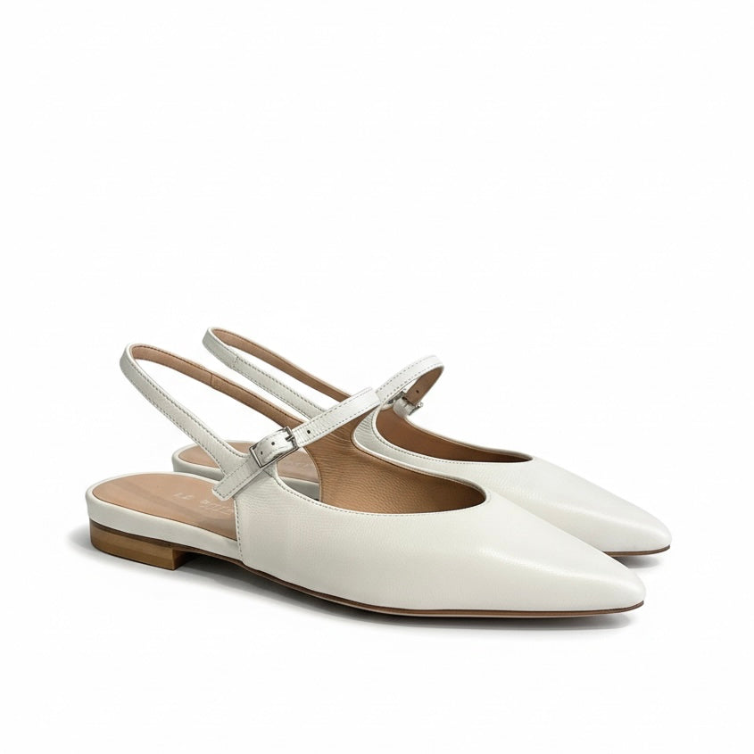 Slingback nappa latte a punta