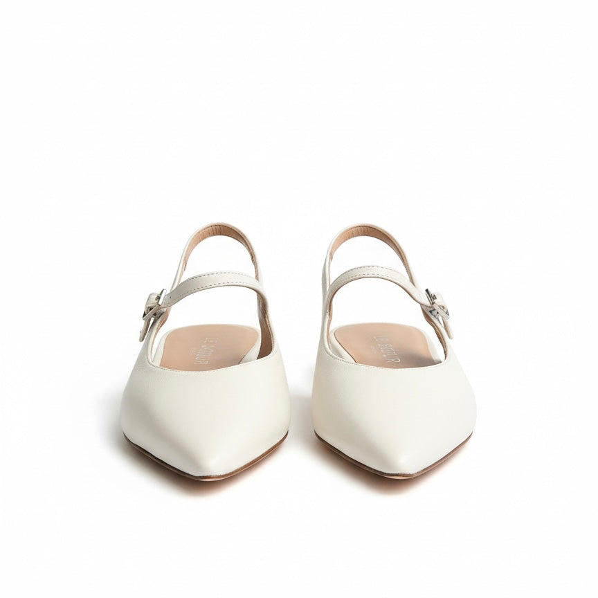 Slingback nappa latte a punta