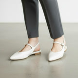 Slingback nappa latte a punta