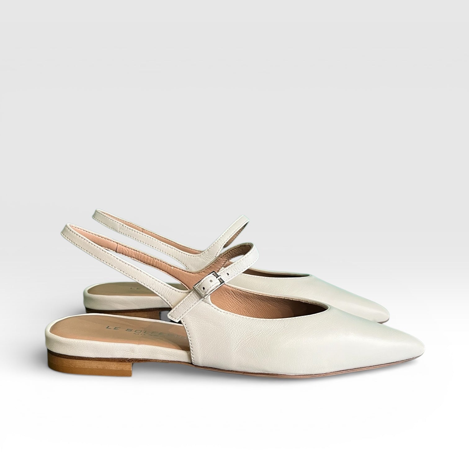Slingback nappa latte a punta