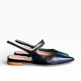 Slingback nappa blu navy a punta