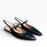 Slingback nappa blu navy a punta