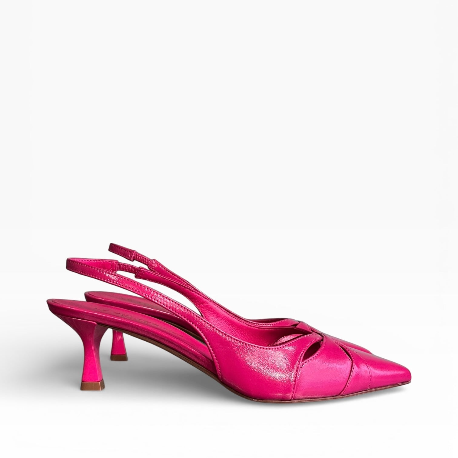 Slingback in pelle lucida fuxia