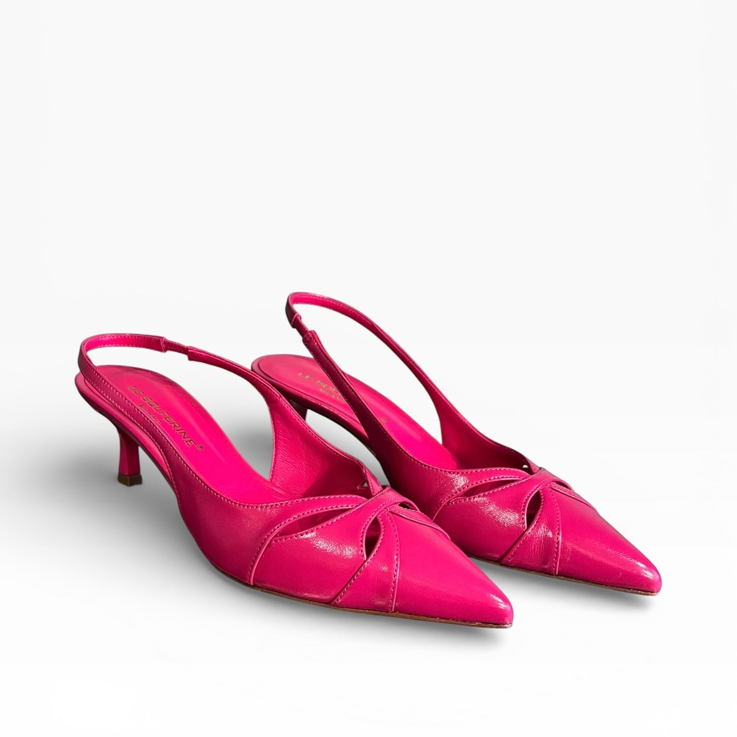 Slingback in pelle lucida fuxia