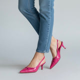 Slingback in pelle lucida fuxia