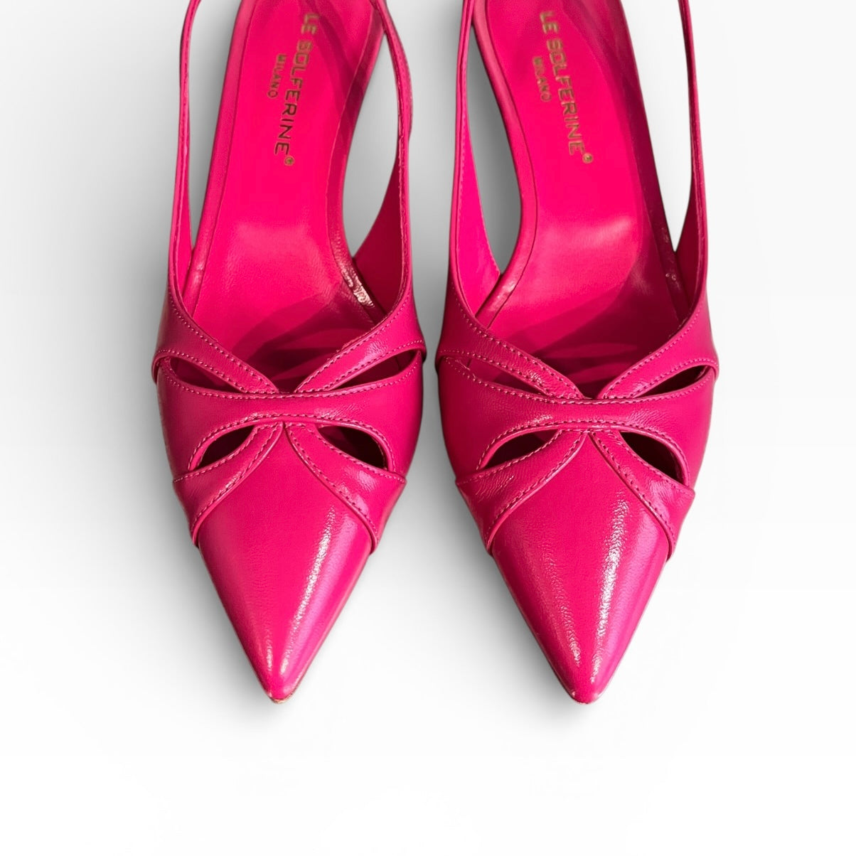 Slingback in pelle lucida fuxia