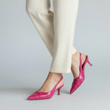 Slingback in pelle lucida fuxia
