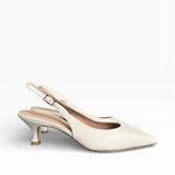 Slingback nappa latte a punta tacco 55