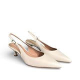 Slingback nappa latte a punta tacco 55