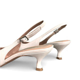 Slingback nappa latte a punta tacco 55