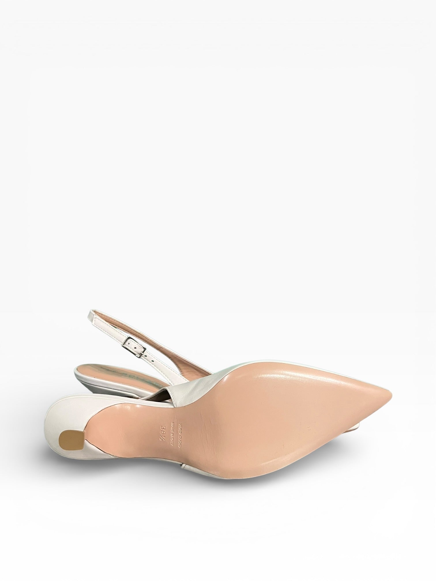 Slingback nappa latte a punta tacco 55
